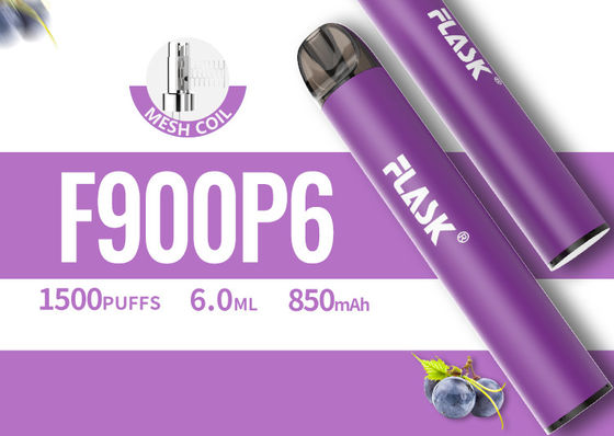 dispositif jetable de cosse de 6.0ml Vape, stylo jetable de 1500puffs Vape