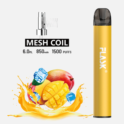 Cosse jetable 6.0ml E Mesh Coil liquide d'ODM 1500puff 850mAh Vape d'OEM