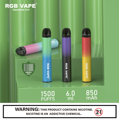 Clope sain jetable du dispositif 850mah E de cosse de RVB Mesh Coil 6ml Vape